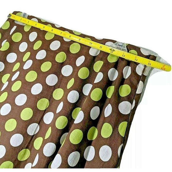 Skirt A-Line Womans Size 10P Cotton Brown w/ Lime Green & White Polk-A-Dots - Picture 3 of 9